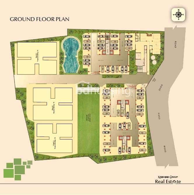 krishibid bhawal city apartment's ground floor plan সাভার